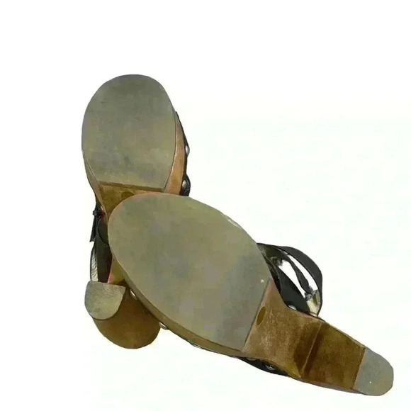 Vera Wang Lavender Platform Sandals Ankle Strap Studded Leather Black Size 7.5 - Picture 9 of 9